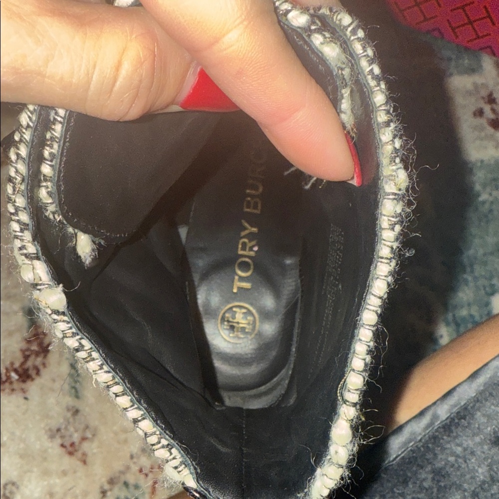 Tory Burch Black and Cream Lace-Up Boots - Picture 4 of 5